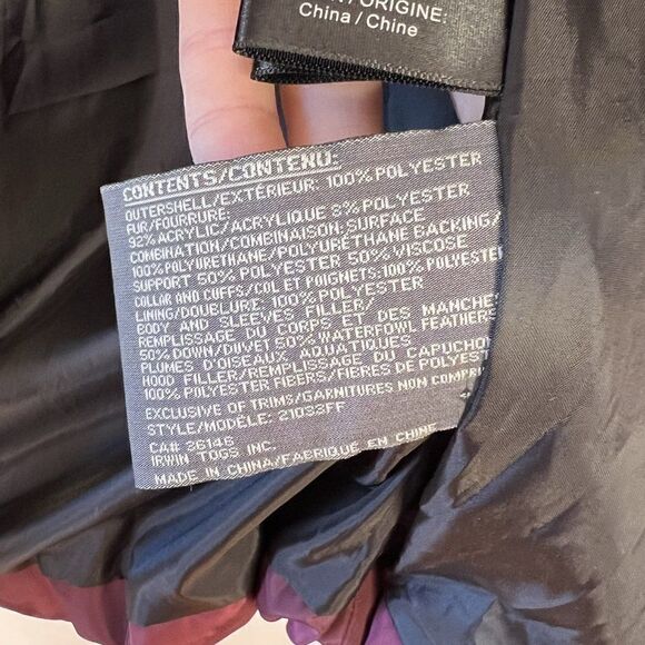 NEW Ellabee Burgundy Double Bib Down Parka with Faux Fur Hood - Picture 10 of 12